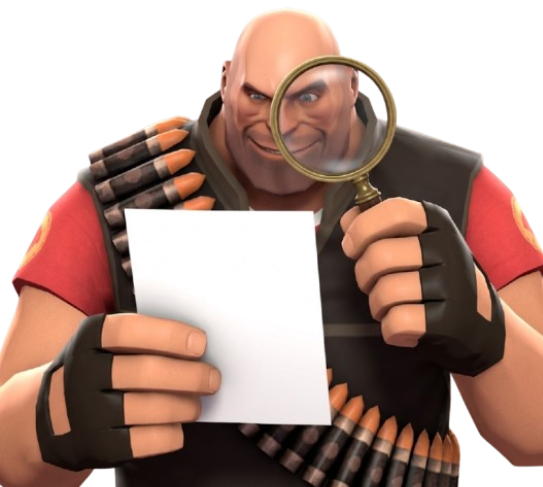 Heavy de Team Fortress 2 examinando el mercado con una lupa
